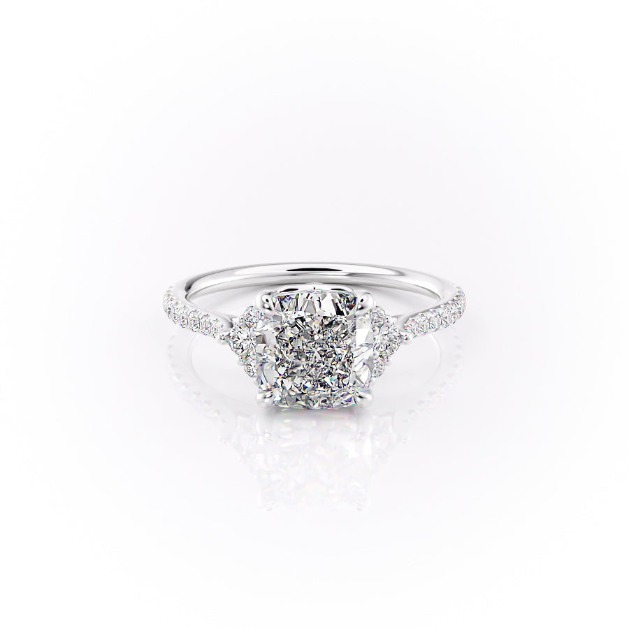 The Pave Victoria Set With A 2.5 Carat Cushion Moissanite