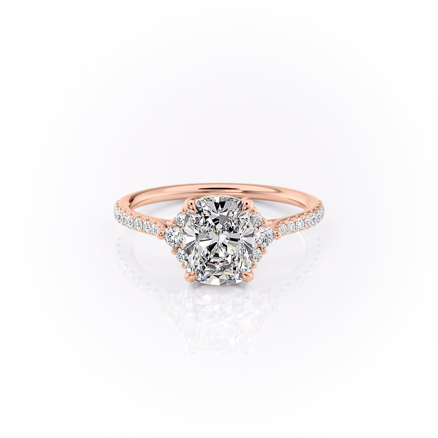The Pave Victoria Set With A 4.5 Carat Elongated Cushion Moissanite