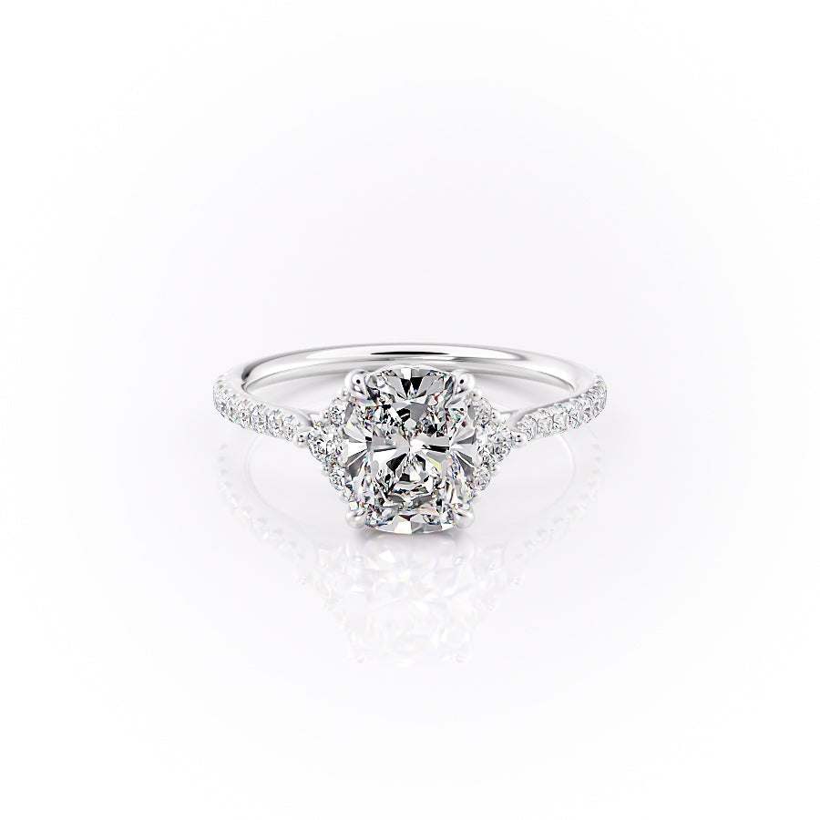The Pave Victoria Set With A 1.5 Carat Elongated Cushion Moissanite