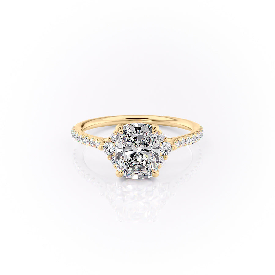 The Pave Victoria Set With A 2.5 Carat Elongated Cushion Moissanite
