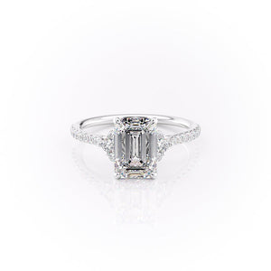 The Pave Victoria Set With A 3.5 Carat Emerald Moissanite