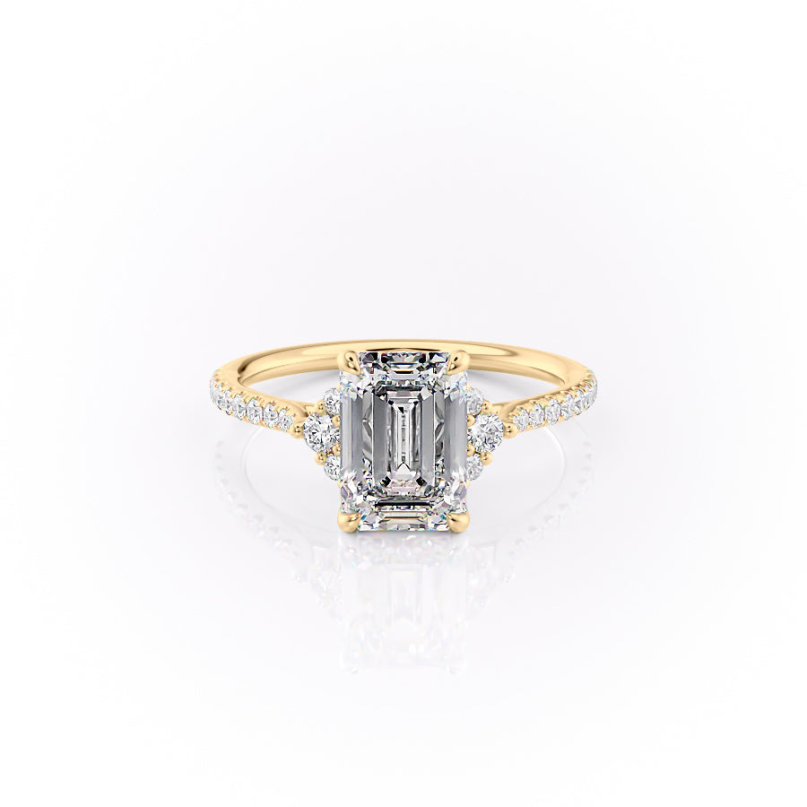 The Pave Victoria Set With A 1.5 Carat Emerald Moissanite