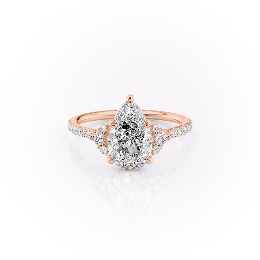 The Pave Victoria Set With A 2.5 Carat Pear Moissanite