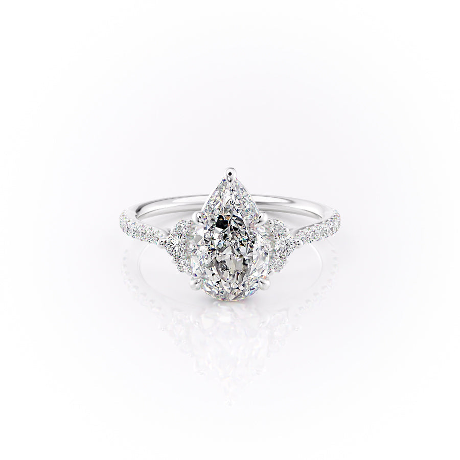 The Pave Victoria Set With A 1.5 Carat Pear Moissanite