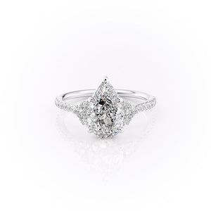 The Pave Victoria Set With A 3.5 Carat Pear Moissanite