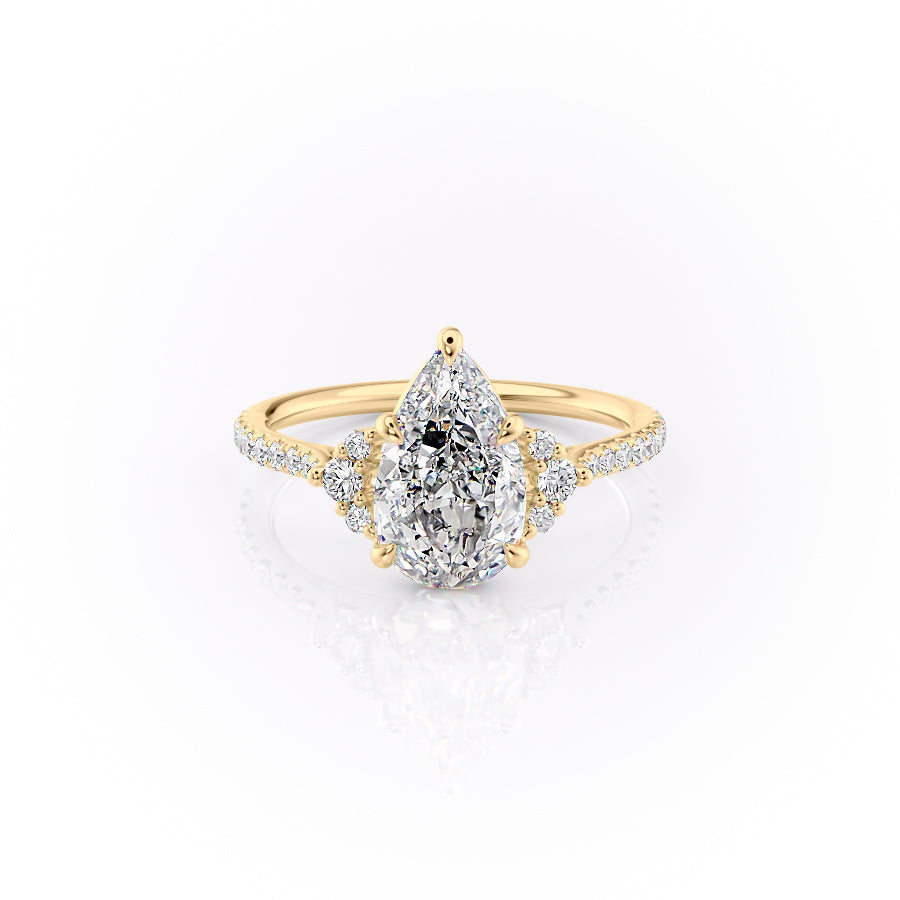 The Pave Victoria Set With A 4.5 Carat Pear Moissanite