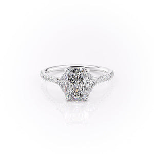 The Pave Victoria Set With A 1.5 Carat Radiant Moissanite
