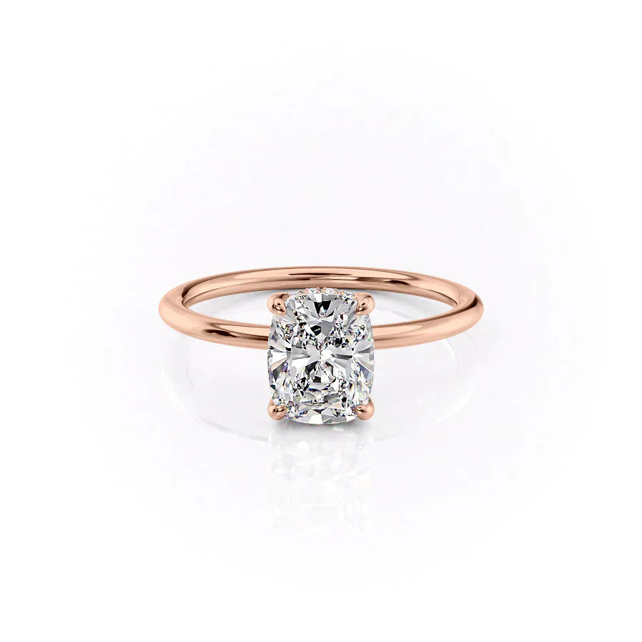The Sarah Set With A 2.5 Carat Elongated Cushion Moissanite