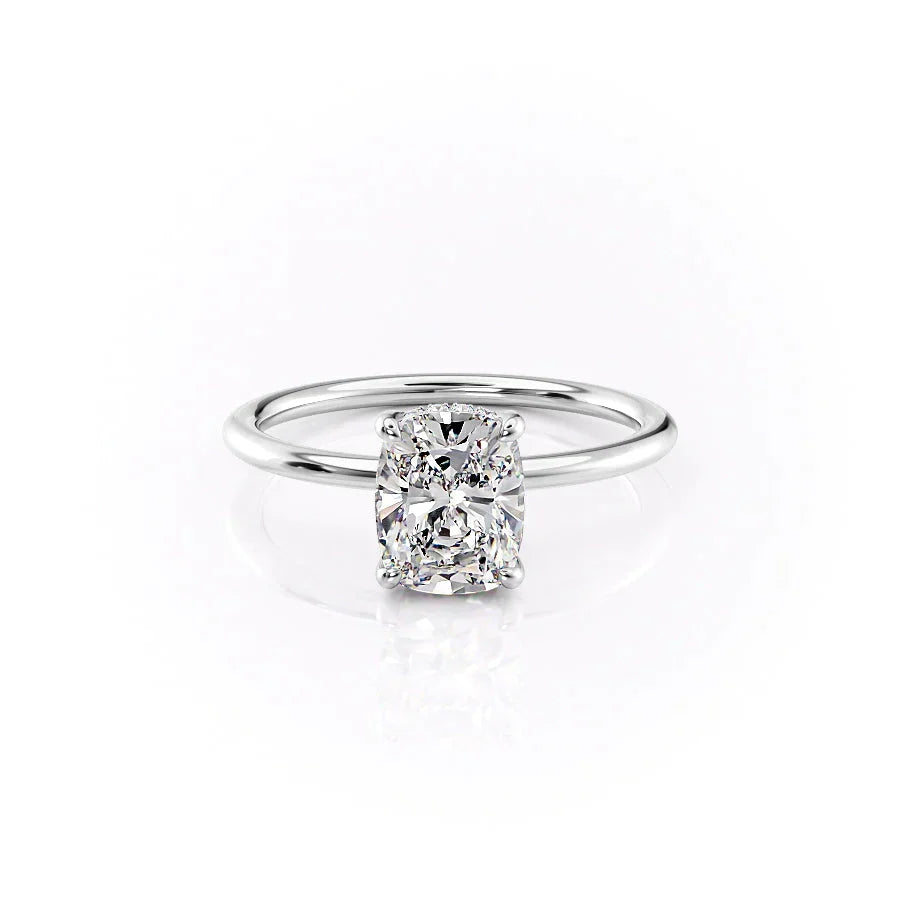 The Sarah Set With A Elongated Cushion Moissanite