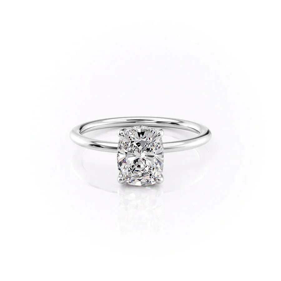 The Sarah Set With A 1.5 Carat Elongated Cushion Lab Diamond