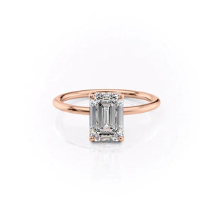 The Sarah Set With A 2.5 Carat Emerald Moissanite