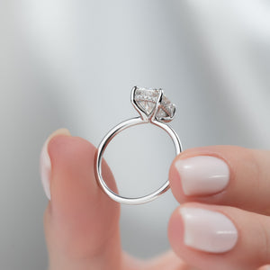 The Sarah Set With A 2.5 Carat Elongated Cushion Moissanite