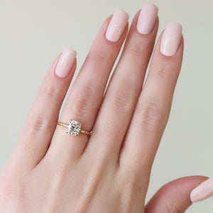 The Sarah Set With A 2.5 Carat Elongated Cushion Moissanite