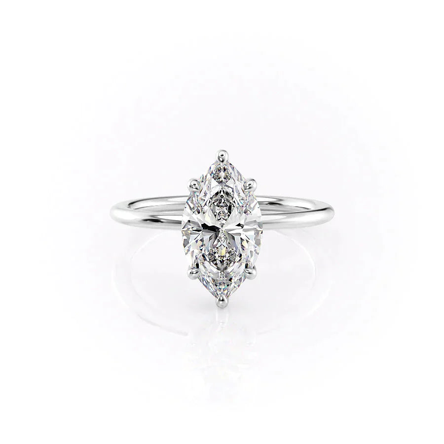 The Sarah Set With A 2.5 Carat Marquise Lab Diamond