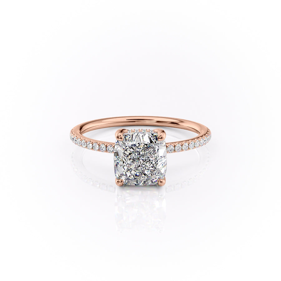 The Pave Sarah Set With A 1.5 Carat Cushion Moissanite