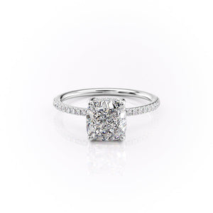 The Pave Sarah Set With A 1.5 Carat Cushion Moissanite