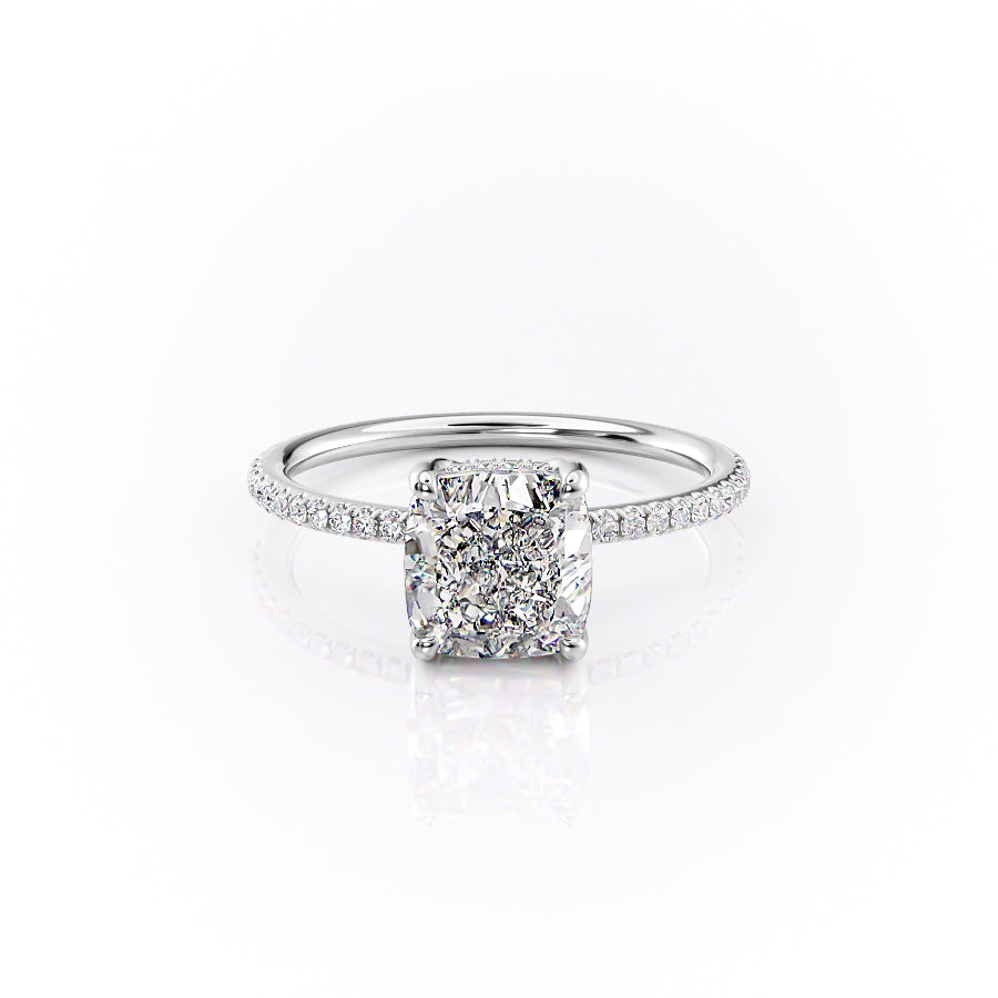 The Pave Sarah Set With A 4.5 Carat Cushion Moissanite
