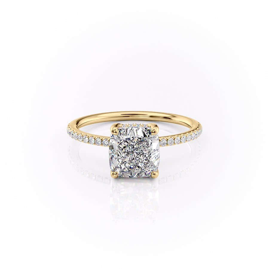 The Pave Sarah Set With A 2.5 Carat Cushion Moissanite