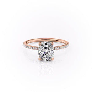 The Pave Sarah Set With A 2.5 Carat Elongated Cushion Moissanite