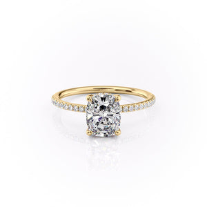 The Pave Sarah Set With A 4.5 Carat Elongated Cushion Moissanite