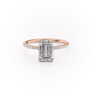 The Pave Sarah Set With A 2.5 Carat Emerald Moissanite