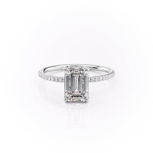 The Pave Sarah Set With A 4.5 Carat Emerald Moissanite