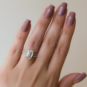 The Sarah Set With A 4.5 Carat Emerald Moissanite