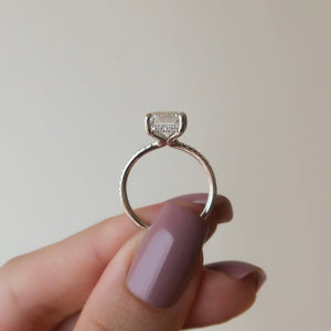 The Sarah Set With A 4.5 Carat Emerald Moissanite