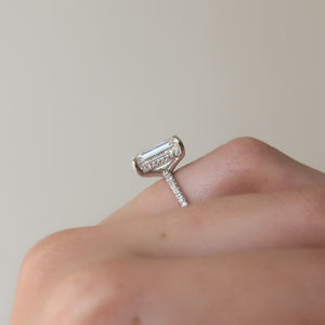 The Sarah Set With A 4.5 Carat Emerald Moissanite