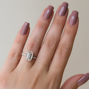 The Sarah Set With A 4.5 Carat Emerald Moissanite