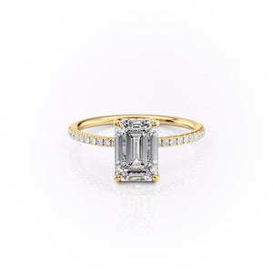 The Pave Sarah Set With A 1.5 Carat Emerald Moissanite