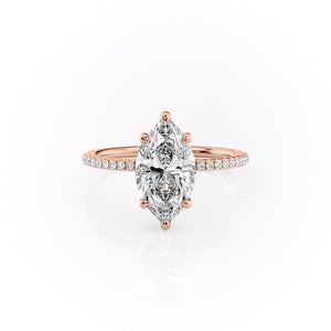 The Pave Sarah Set With A 2.5 Carat Marquise Moissanite