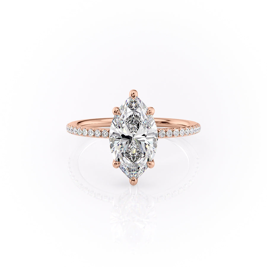 The Pave Sarah Set With A 4.5 Carat Marquise Moissanite
