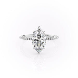 The Pave Sarah Set With A 1.5 Carat Marquise Moissanite