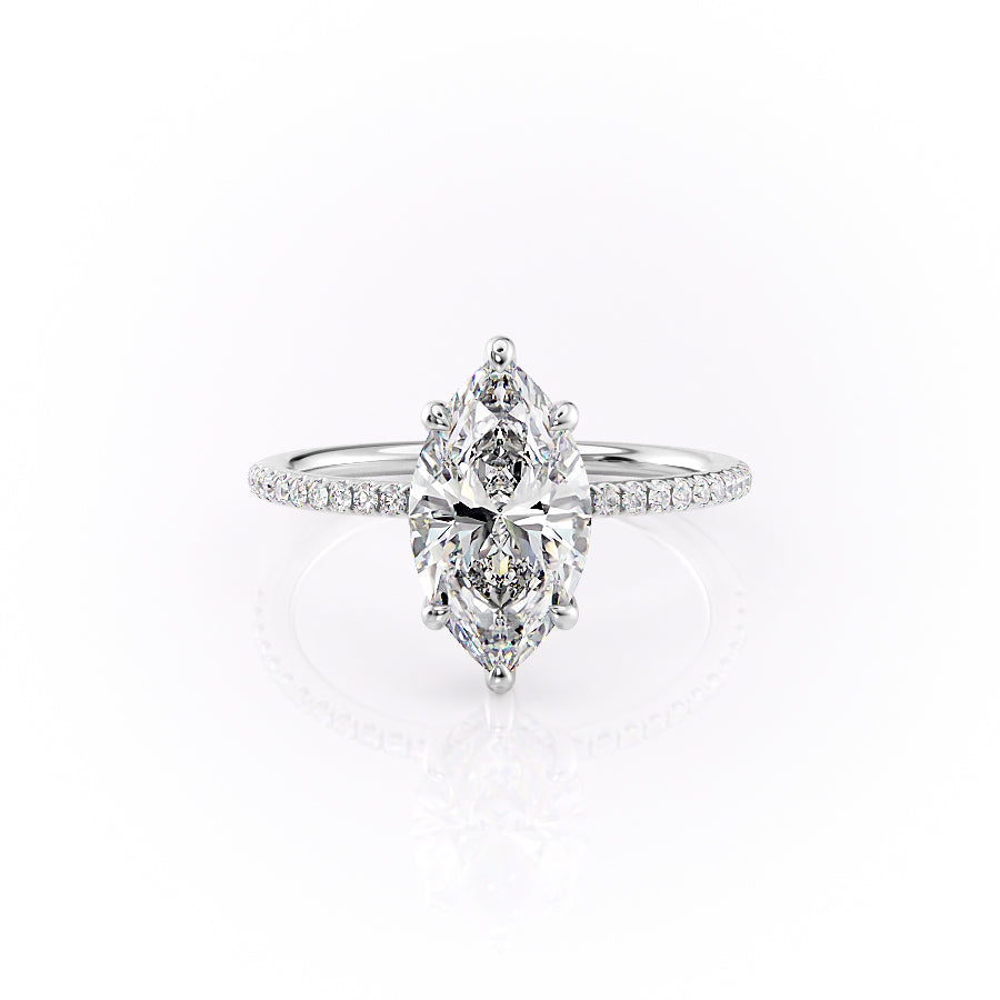 The Pave Sarah Set With A 3.5 Carat Marquise Moissanite