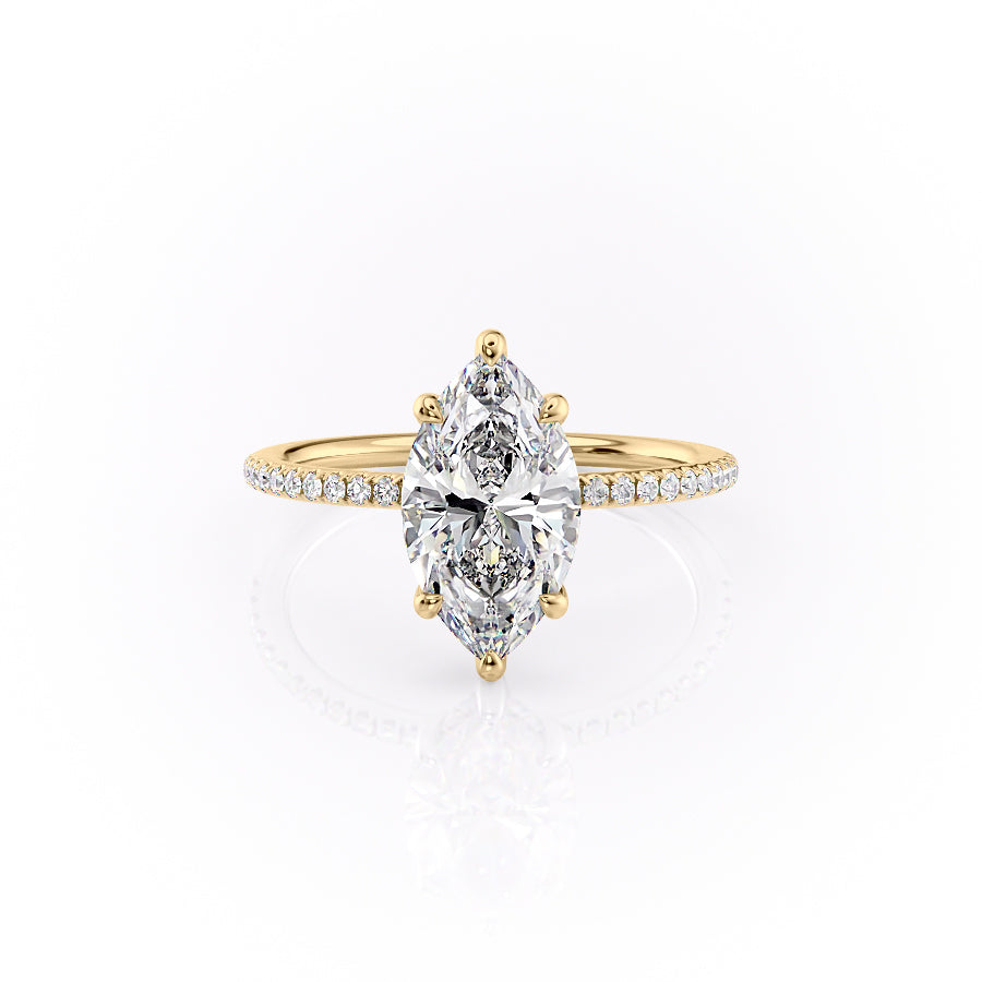 The Pave Sarah Set With A 4.5 Carat Marquise Moissanite