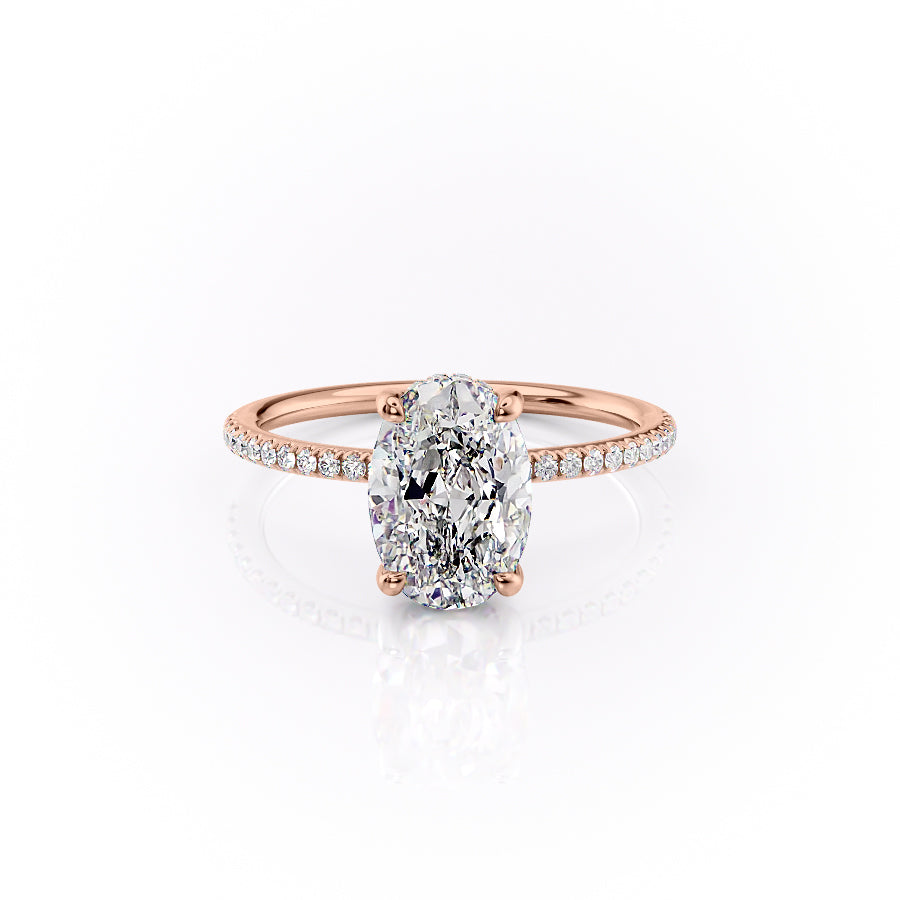 The Pave Sarah Set With A 3 Carat Oval Moissanite
