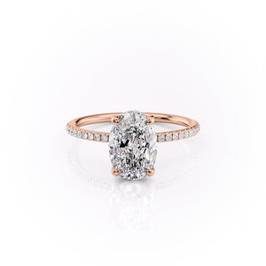 The Pave Sarah Set With A 3 Carat Oval Moissanite