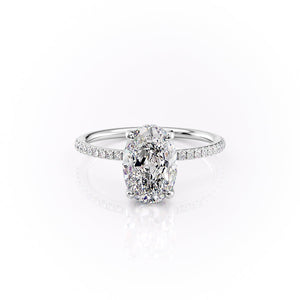 The Pave Sarah Set With A 3.5 Carat Oval Moissanite