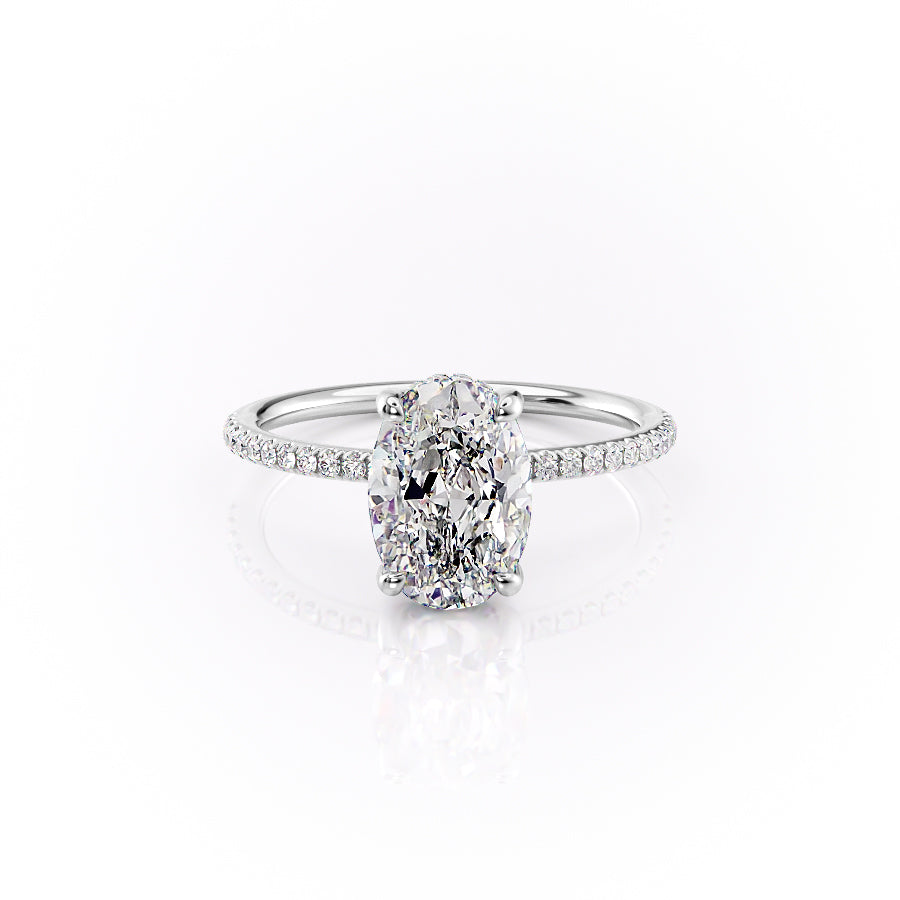 The Pave Sarah Set With A 4.5 Carat Oval Moissanite