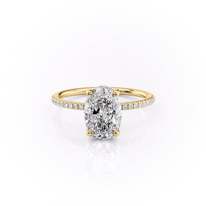 The Pave Sarah Set With A 3.5 Carat Oval Moissanite