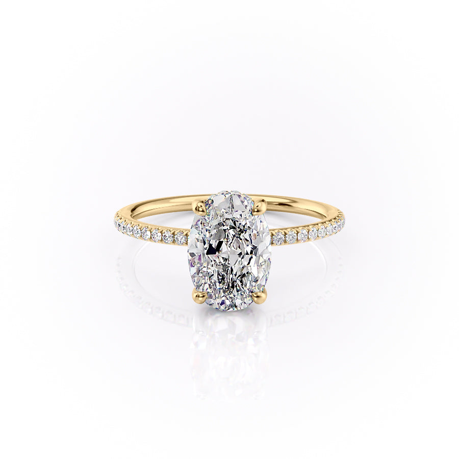The Pave Sarah Set With A 4.5 Carat Oval Moissanite