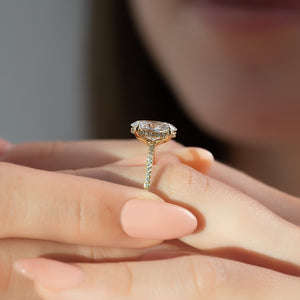 The Pave Sarah Set With A 1 Carat Oval Lab Diamond