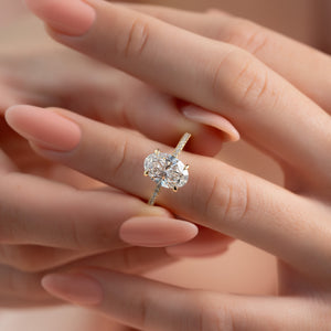 The Pave Sarah Set With A 1 Carat Oval Lab Diamond