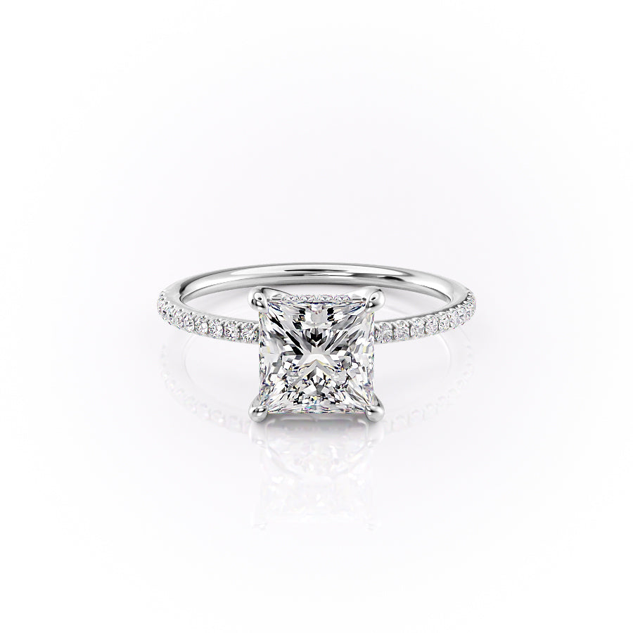 The Pave Sarah Set With A 2.5 Carat Princess Moissanite