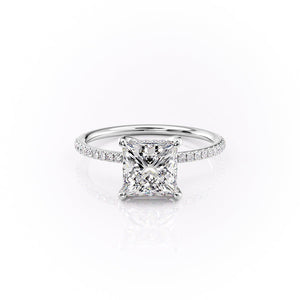 The Pave Sarah Set With A 4.5 Carat Princess Moissanite