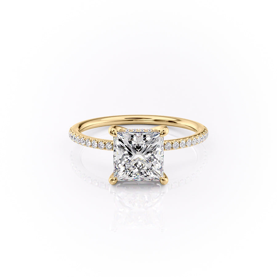 The Pave Sarah Set With A 1.5 Carat Princess Moissanite
