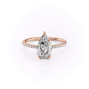 The Pave Sarah Set With A 1.5 Carat Pear Moissanite