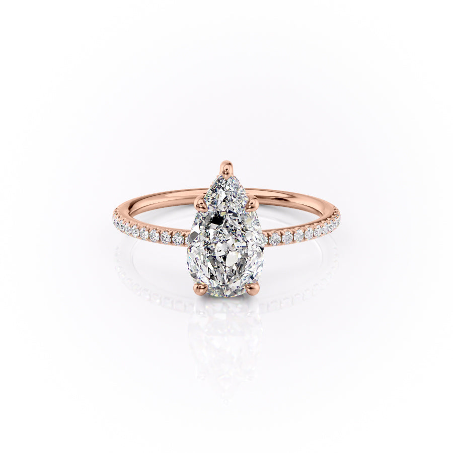 The Pave Sarah Set With A 4.5 Carat Pear Moissanite