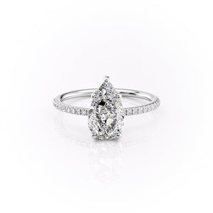 The Pave Sarah Set With A 4.5 Carat Pear Moissanite